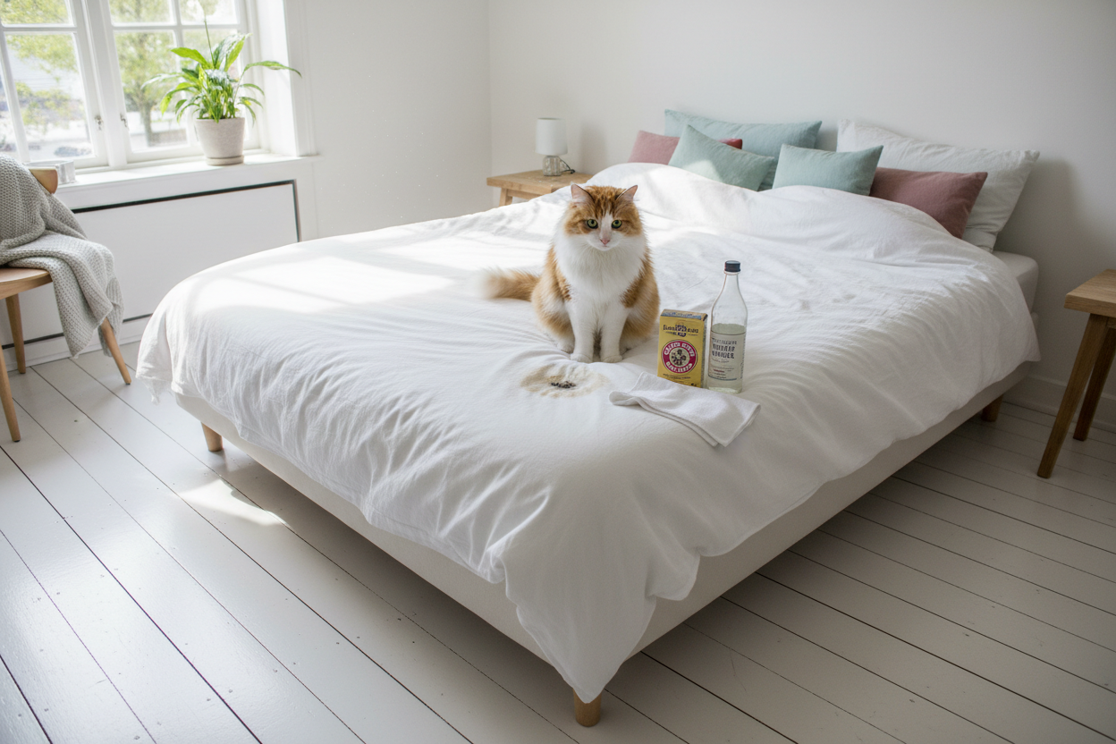 Eerste Hulp bij Huisdierongelukjes: Vlekken en geuren effectief uit beddengoed verwijderen